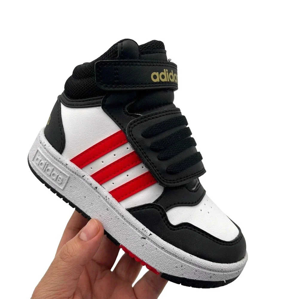 Adidas Toddler Boy's Basketball‎ Slip on Sneakers Size 9 Black-White-Red Mid Top